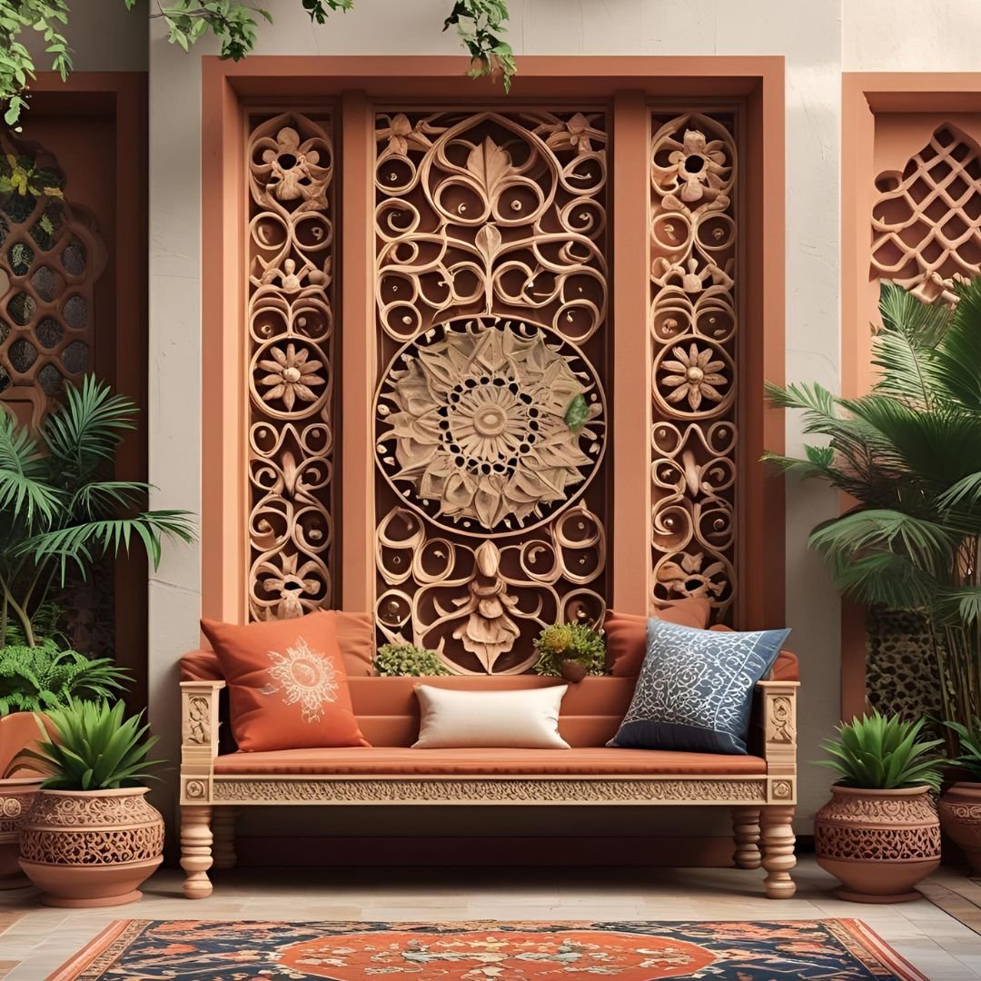 Terracotta Flower Ceiling Tile (12x8 inches)